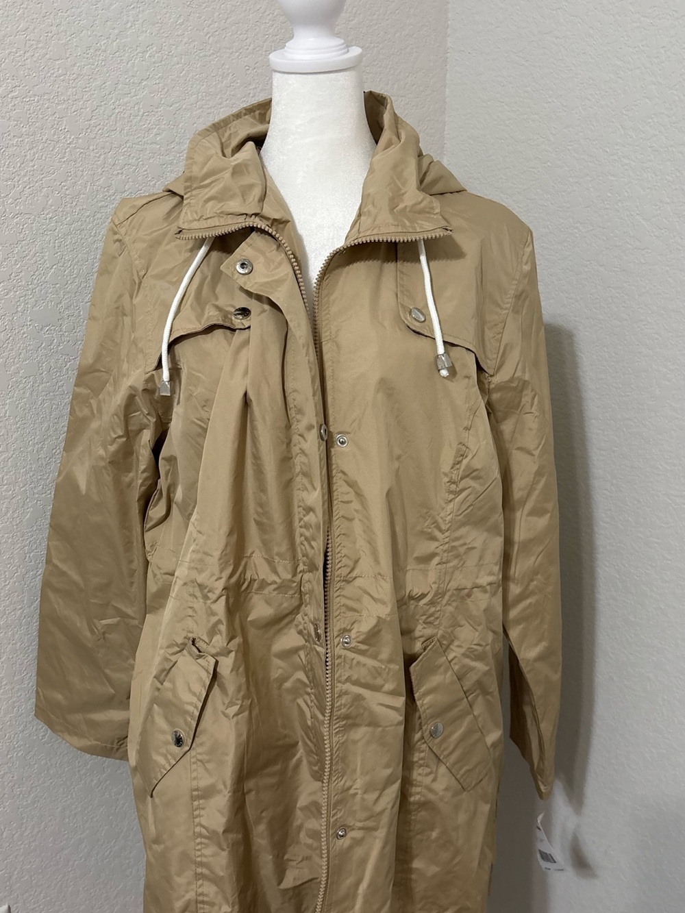 Steve Madden Khaki Hooded Rain Coat